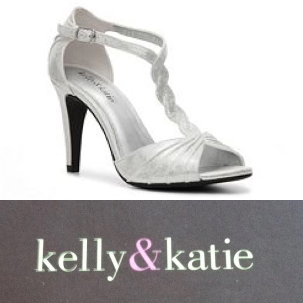 Kelly & Katie White Glitter Heels